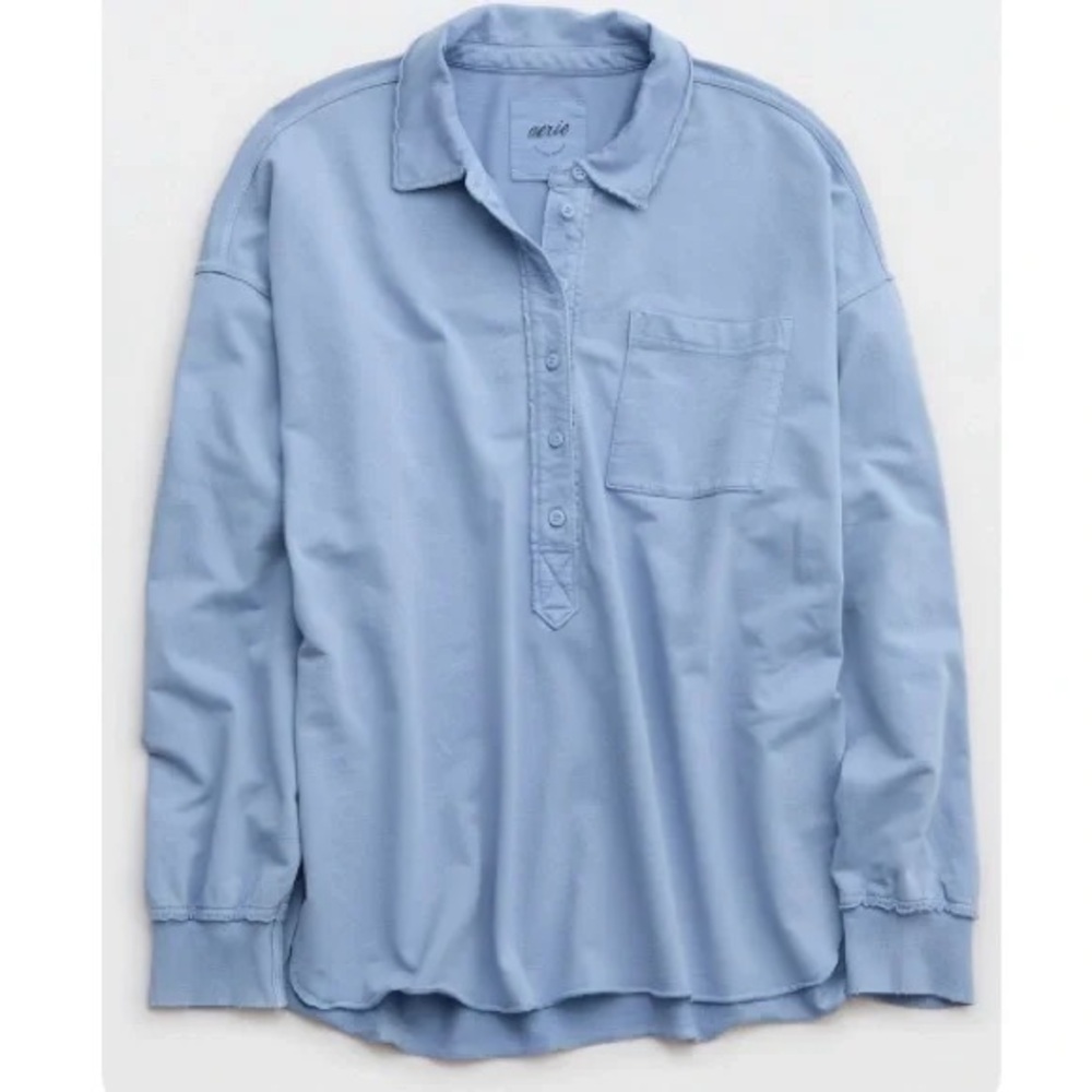 Aerie Light Blue Button-Up Top
